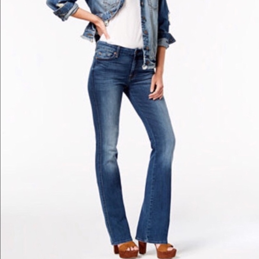 🇺🇸7 FAM Flare Factory Distressed Jeans Siz…